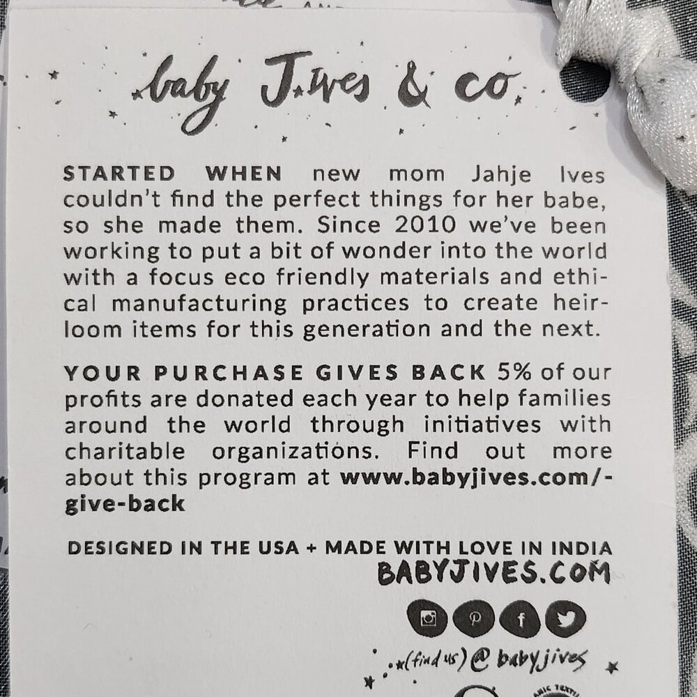 New! Baby Jives Company, 100% Organic Cotton Swaddle Blanket Black and White - Picture 5 of 9
